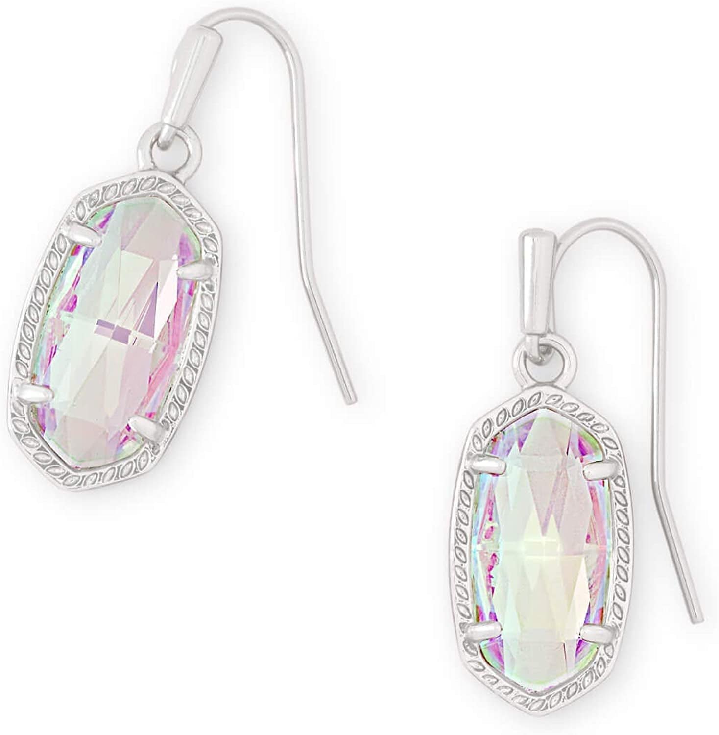 Lee Drop Earrings for Women RHODIUM - IRIDESCENT DICHROIC GLASS