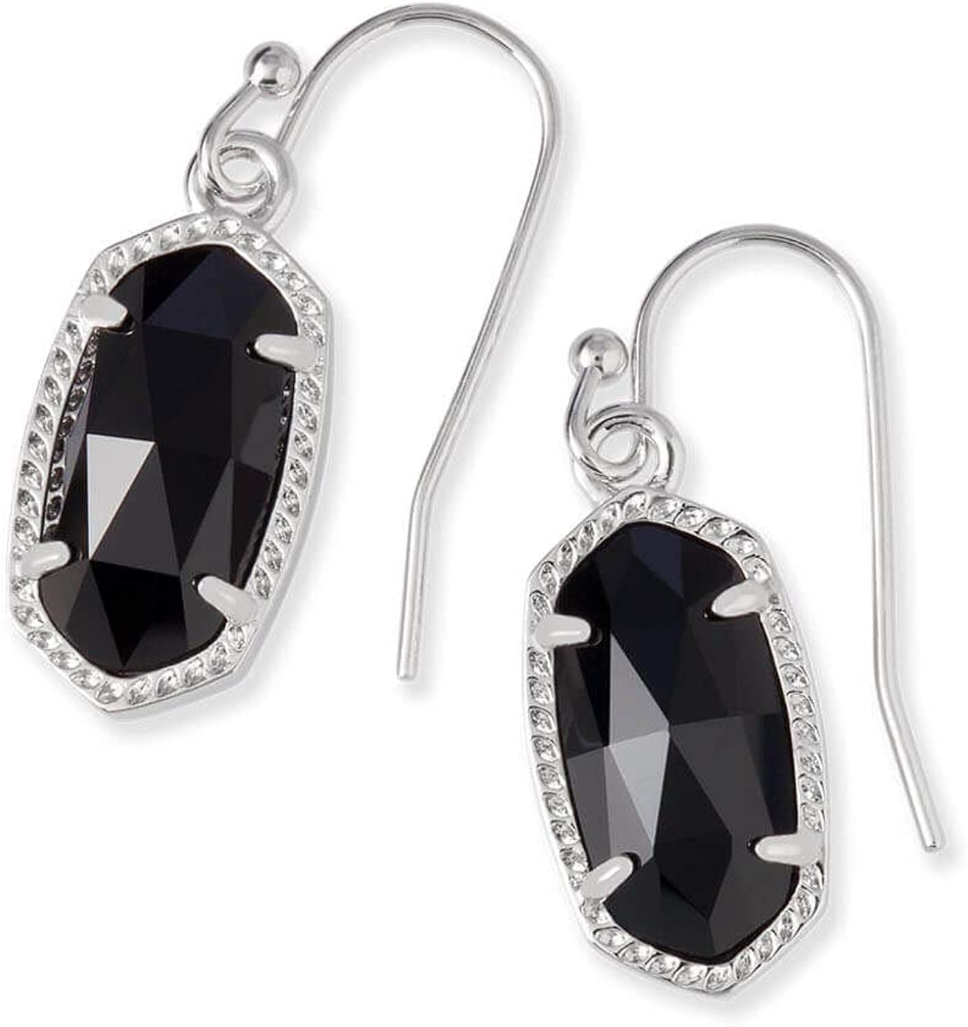 Lee Drop Earrings for Women RHODIUM - BLACK OPAQUE GLASS