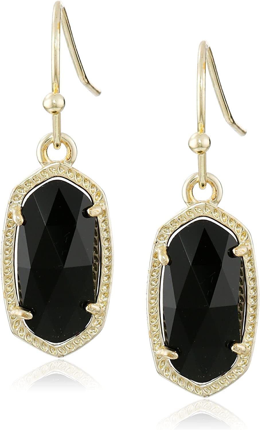 Lee Drop Earrings for Women Black Glass/Gold plated