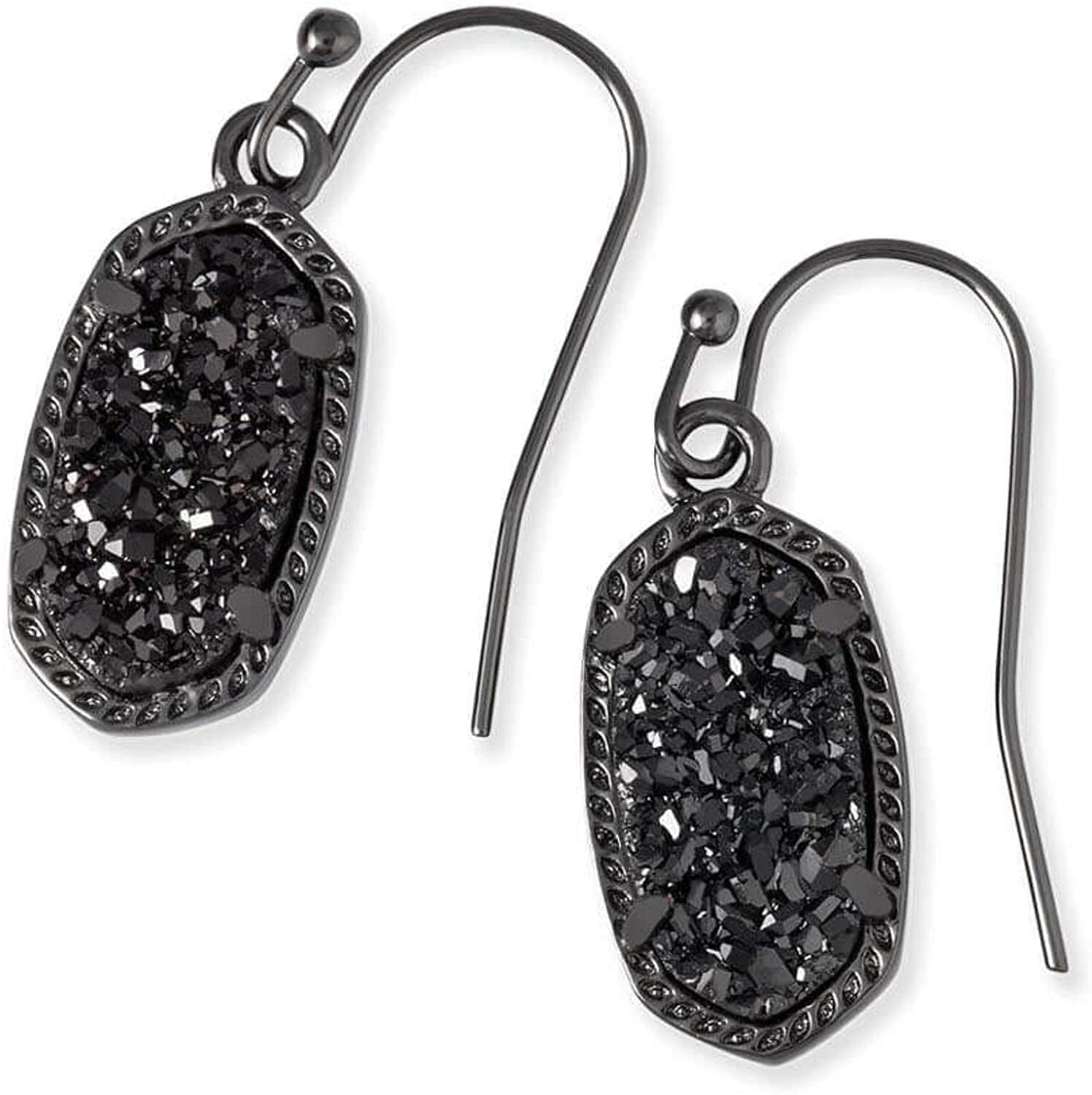 Lee Drop Earrings for Women GUNMETAL - BLACK DRUSY