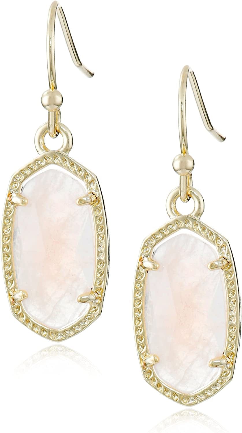 Lee Drop Earrings for Women Rose Quartz/Gold plated