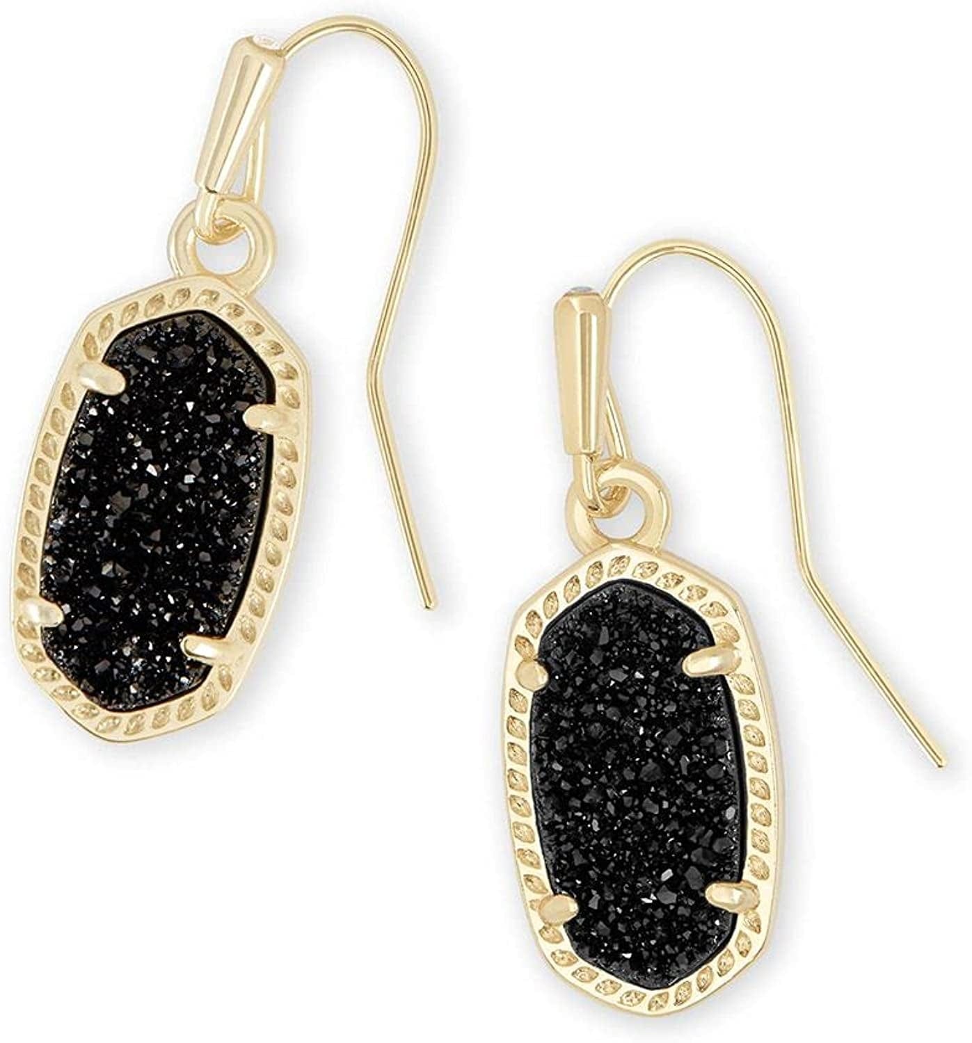 Lee Drop Earrings for Women GOLD - BLACK DRUSY