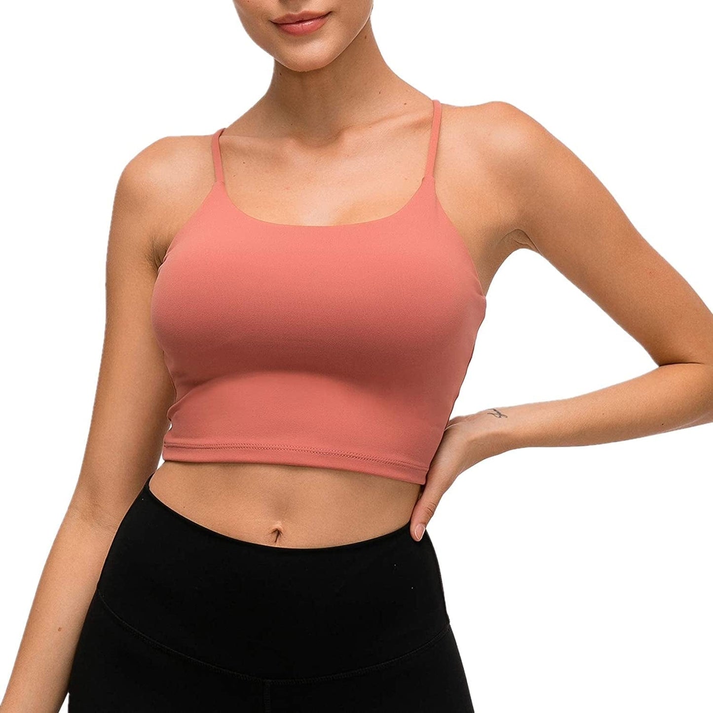 Lemedy Women Padded Sports Bra Fitness Workout Running Shirts Yoga Tank Top Smoky Red / XX-Large