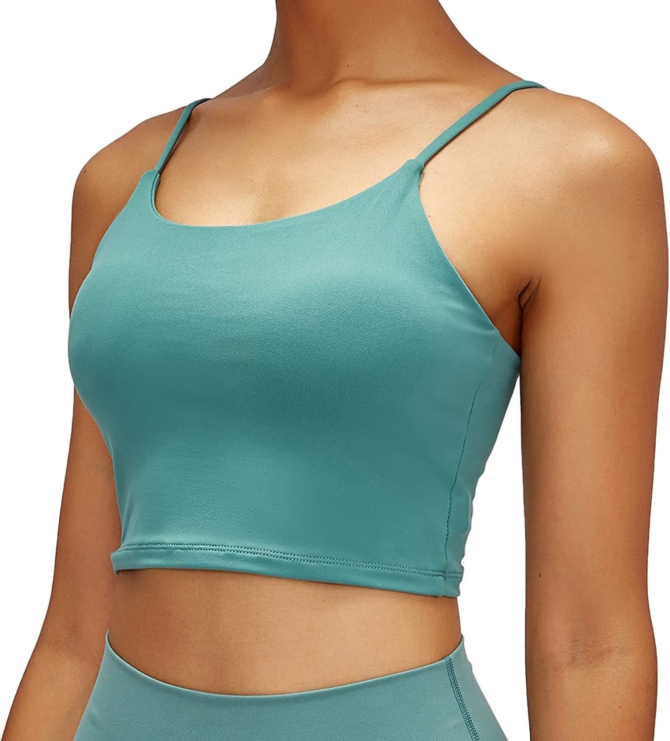 Lemedy Women Padded Sports Bra Fitness Workout Running Shirts Yoga Tank Top Teal Green / XX-Large