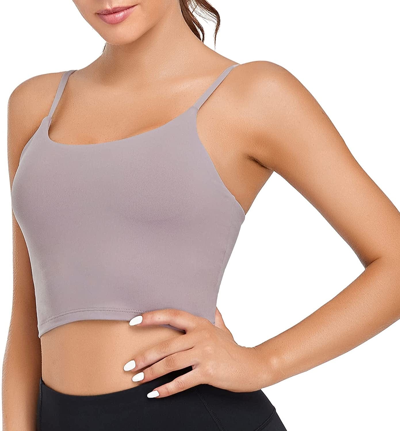 Lemedy Women Padded Sports Bra Fitness Workout Running Shirts Yoga Tank Top Lavender Grey / XX-Large