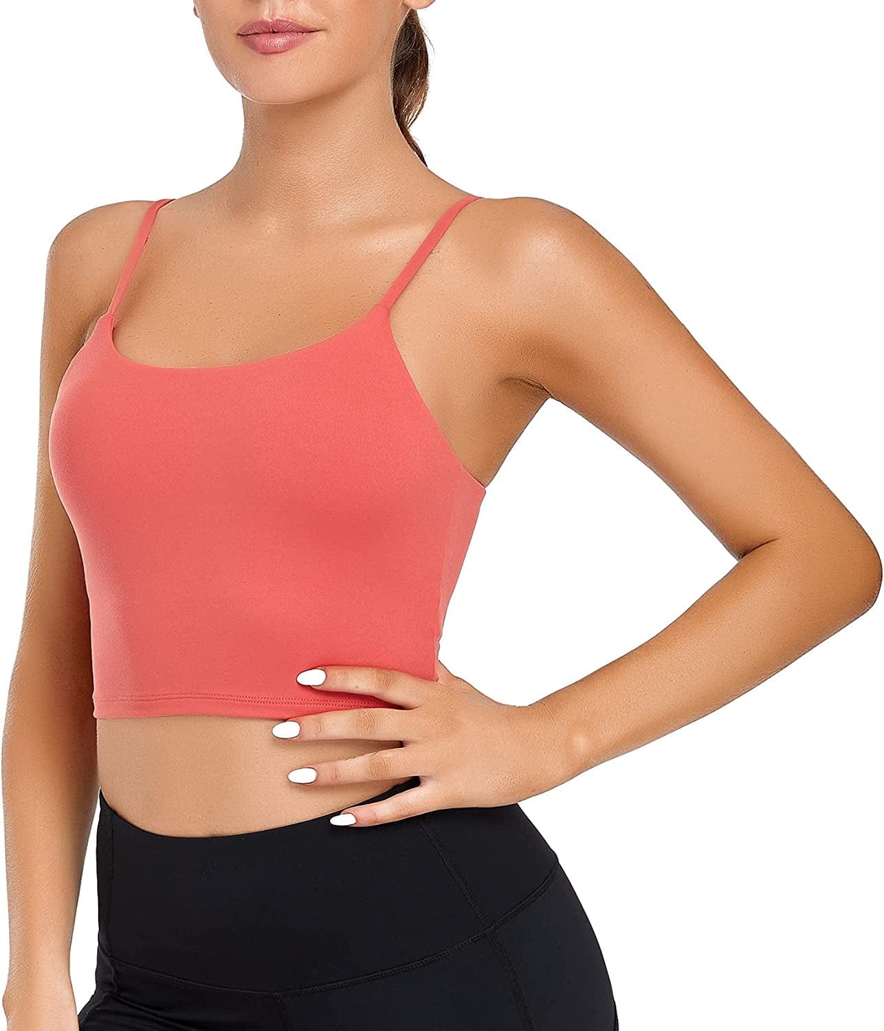 Lemedy Women Padded Sports Bra Fitness Workout Running Shirts Yoga Tank Top Red Coral / X-Large