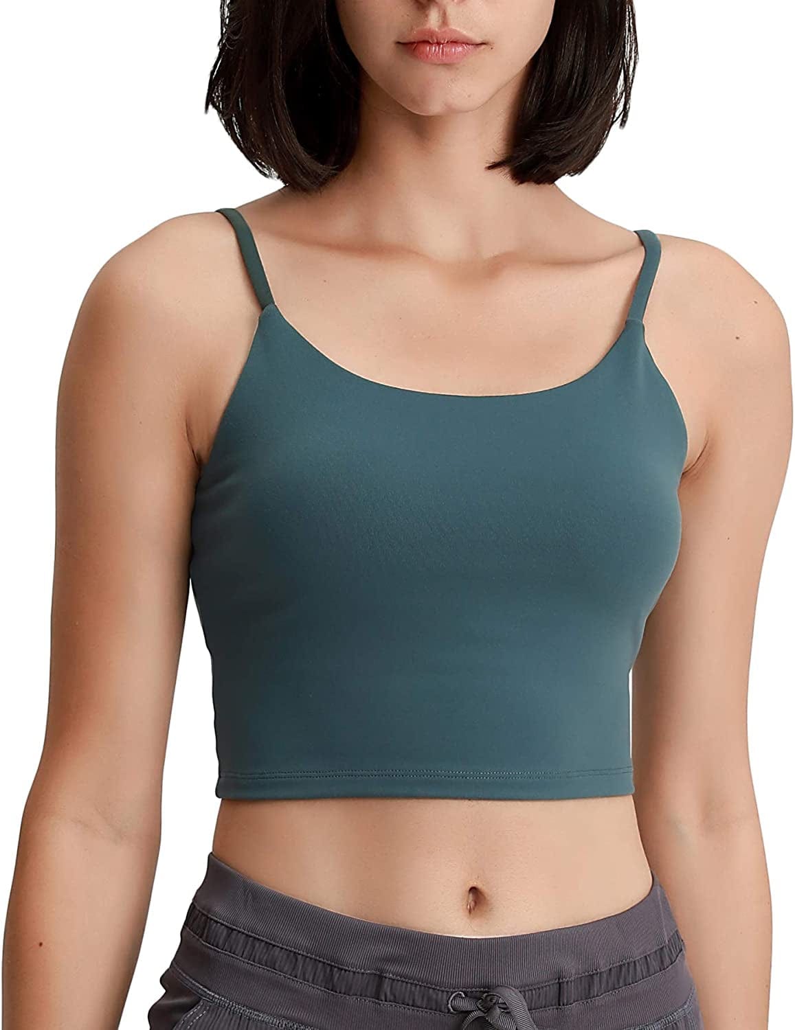 Lemedy Women Padded Sports Bra Fitness Workout Running Shirts Yoga Tank Top Grey Green / XX-Large