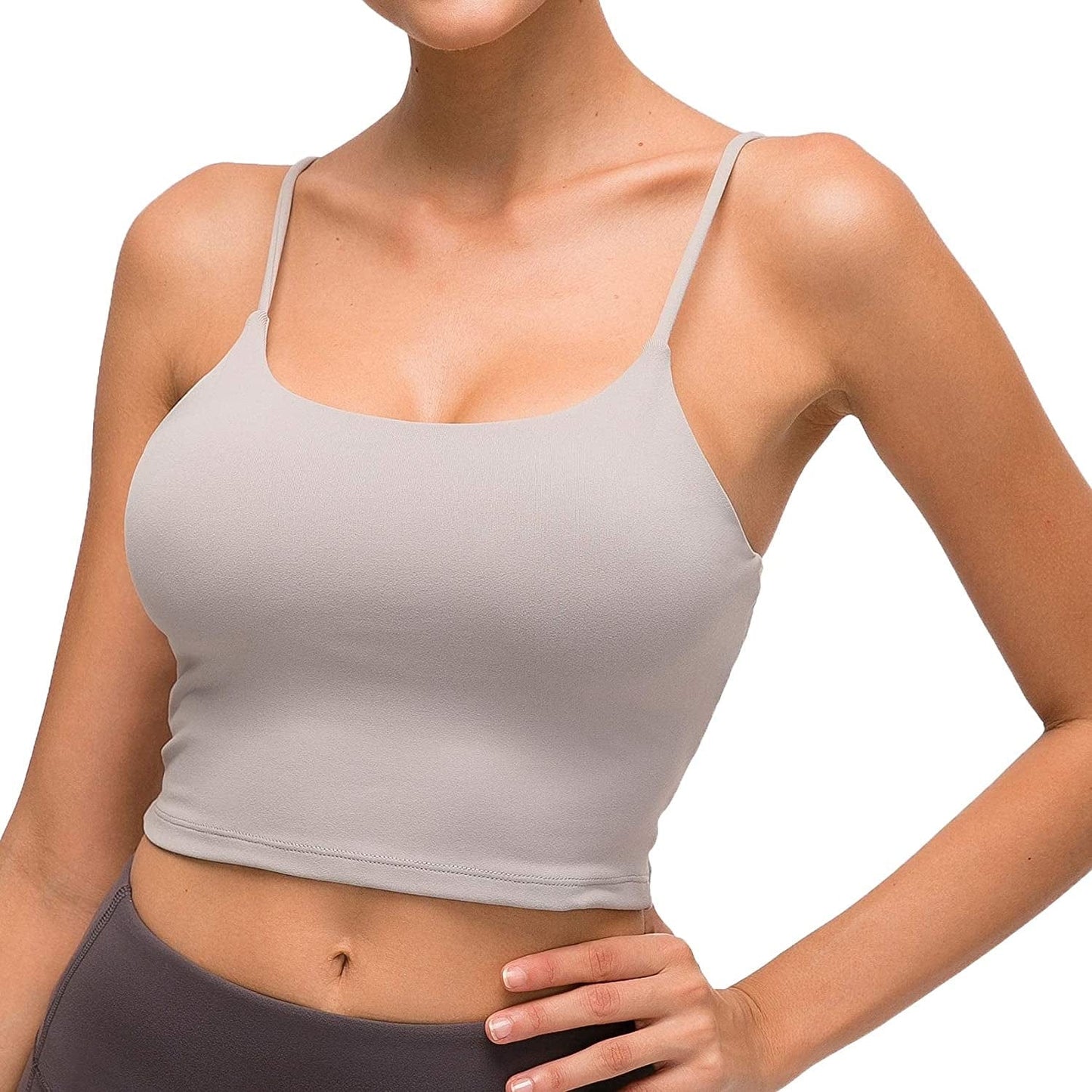 Lemedy Women Padded Sports Bra Fitness Workout Running Shirts Yoga Tank Top Light Grey / XX-Large