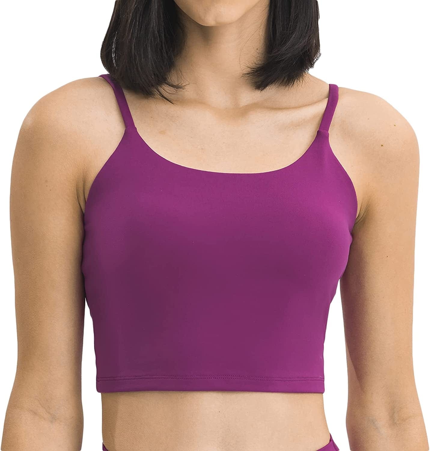 Lemedy Women Padded Sports Bra Fitness Workout Running Shirts Yoga Tank Top Red Violet / X-Large
