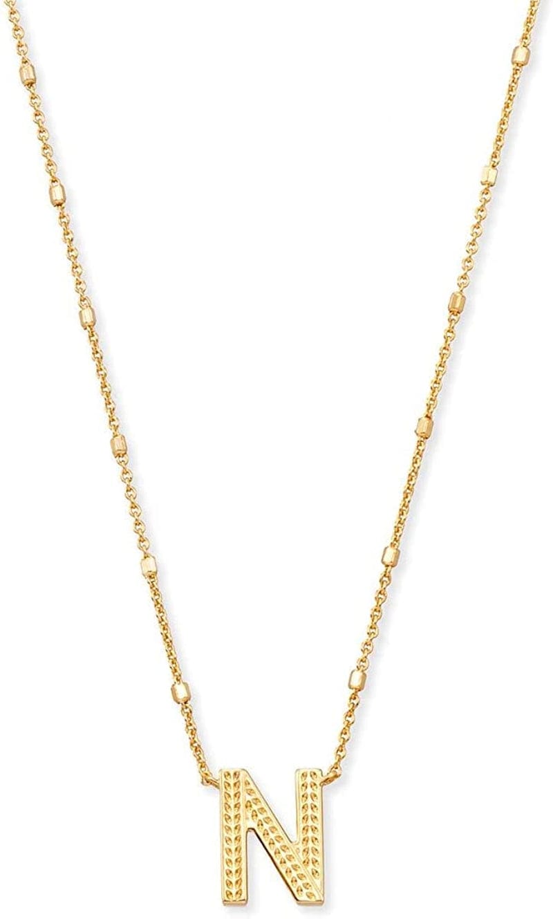 Letters A-Z Pendant Necklace for Women, Fashion Jewelry, 14K Gold-Plated Brass Letter N