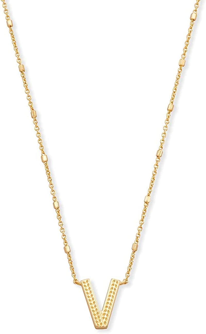 Letters A-Z Pendant Necklace for Women, Fashion Jewelry, 14K Gold-Plated Brass Letter V