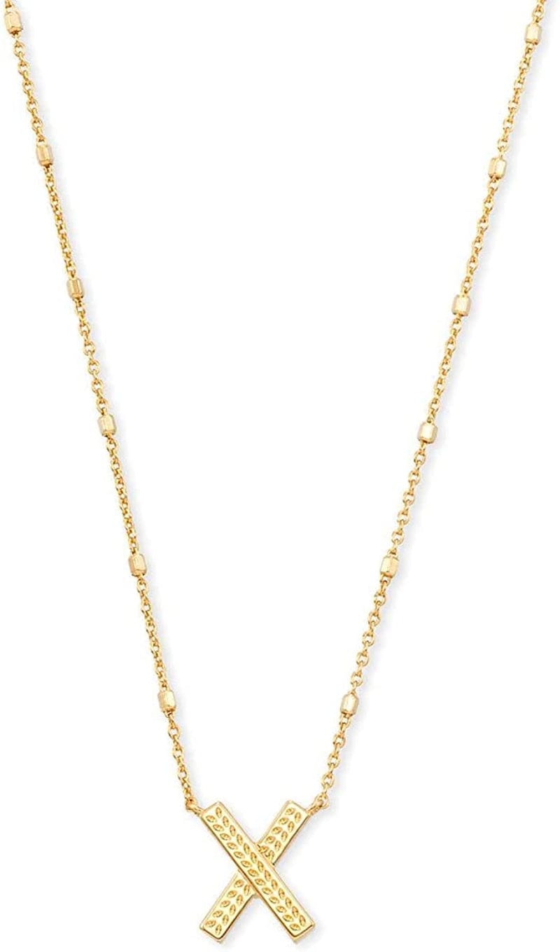 Letters A-Z Pendant Necklace for Women, Fashion Jewelry, 14K Gold-Plated Brass Letter X