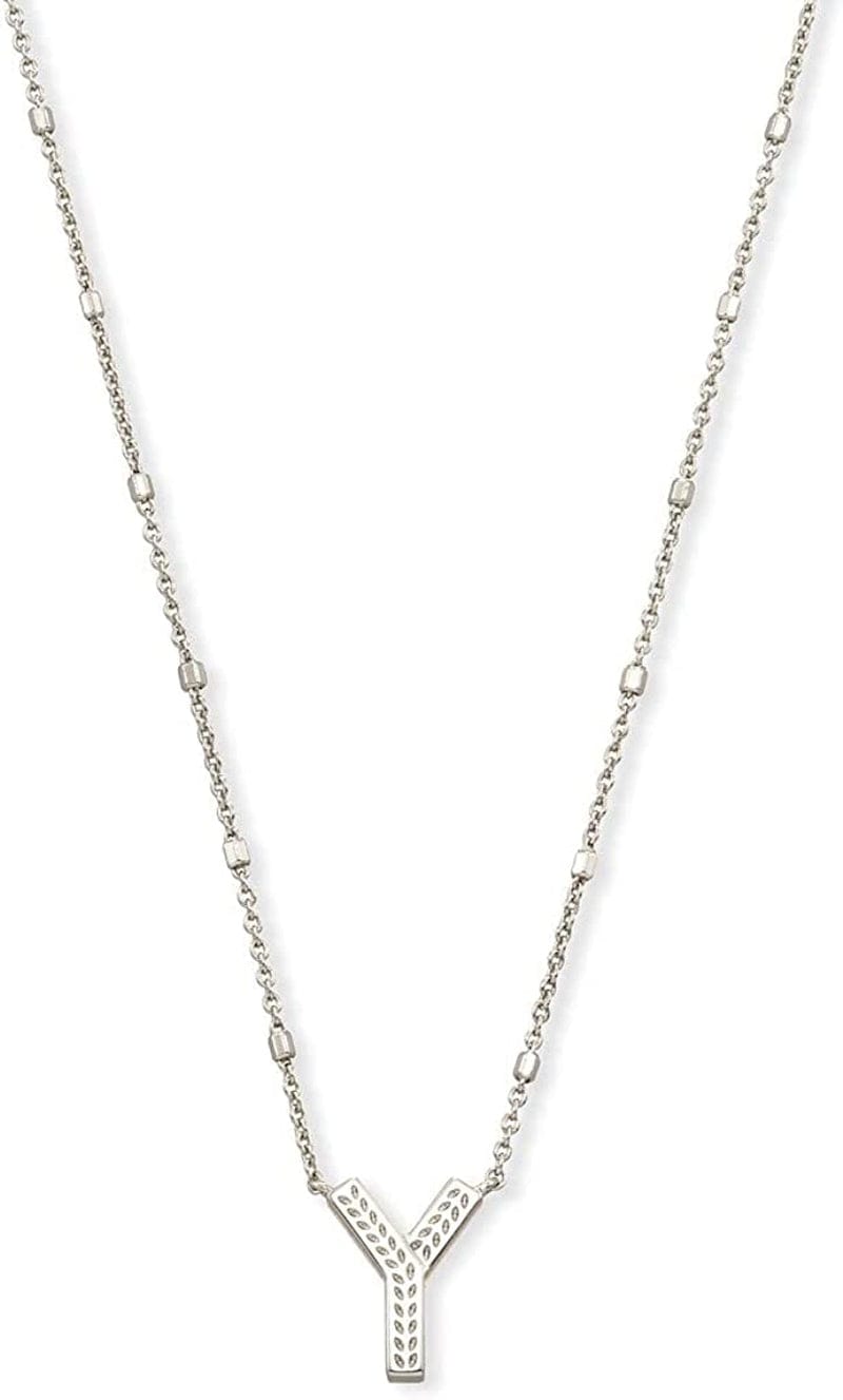 Letters A-Z Pendant Necklace for Women, Fashion Jewelry, Rhodium-Plated Brass Letter Y