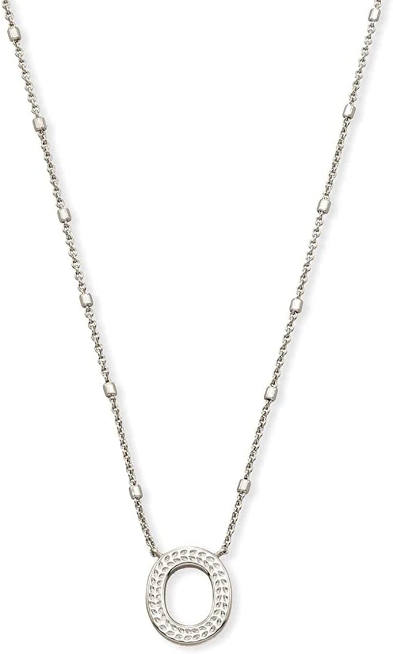 Letters A-Z Pendant Necklace for Women, Fashion Jewelry, Rhodium-Plated Brass Letter O