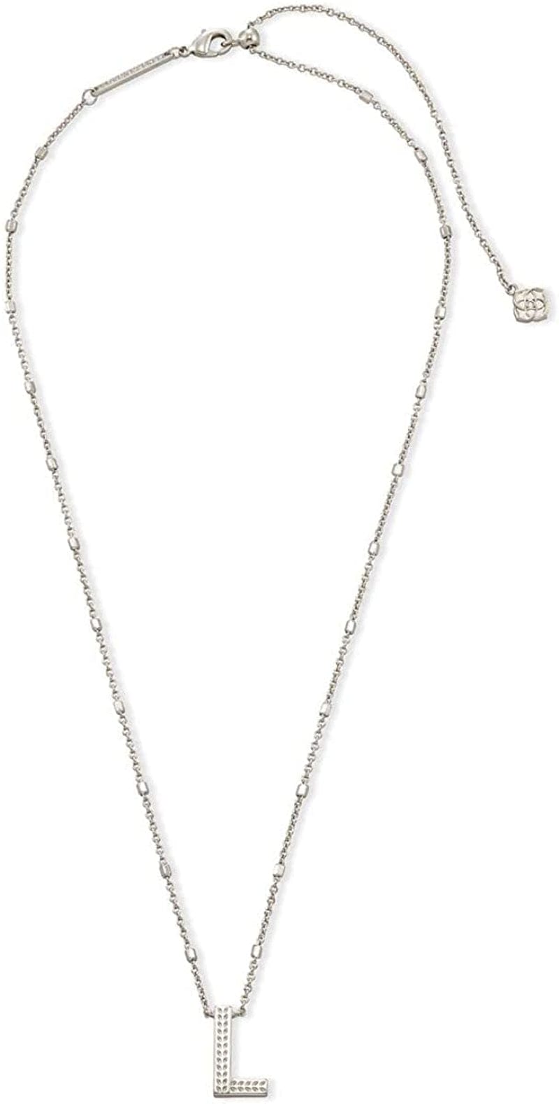 Letters A-Z Pendant Necklace for Women, Fashion Jewelry, Rhodium-Plated Brass