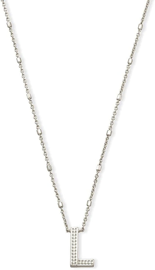 Letters A-Z Pendant Necklace for Women, Fashion Jewelry, Rhodium-Plated Brass Letter L