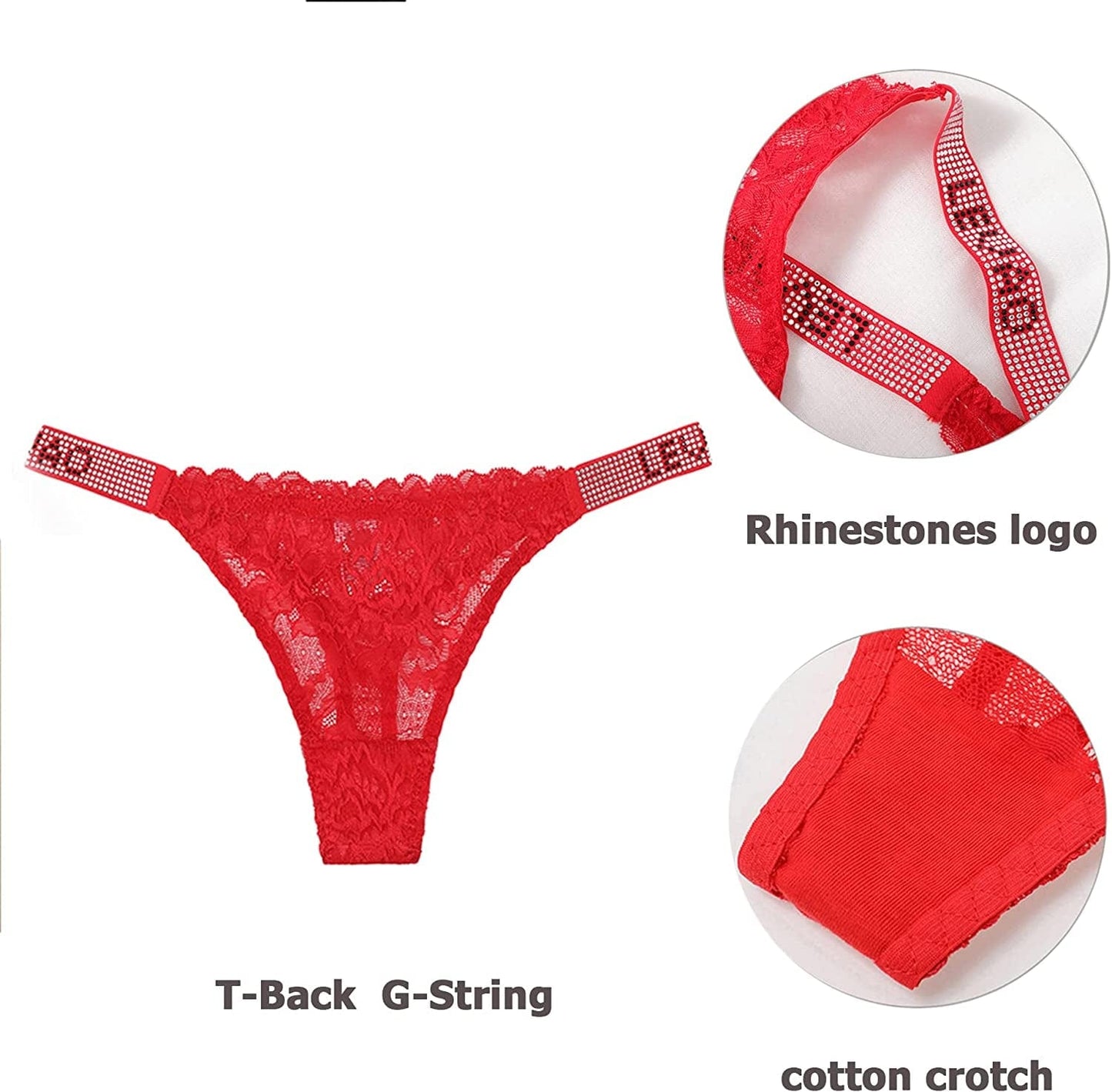 LEVAO Sexy Thong for Women Floral Lace G-String Low Waist T-Back Seamless Cheeky Bikini See through Panties 3 Pack