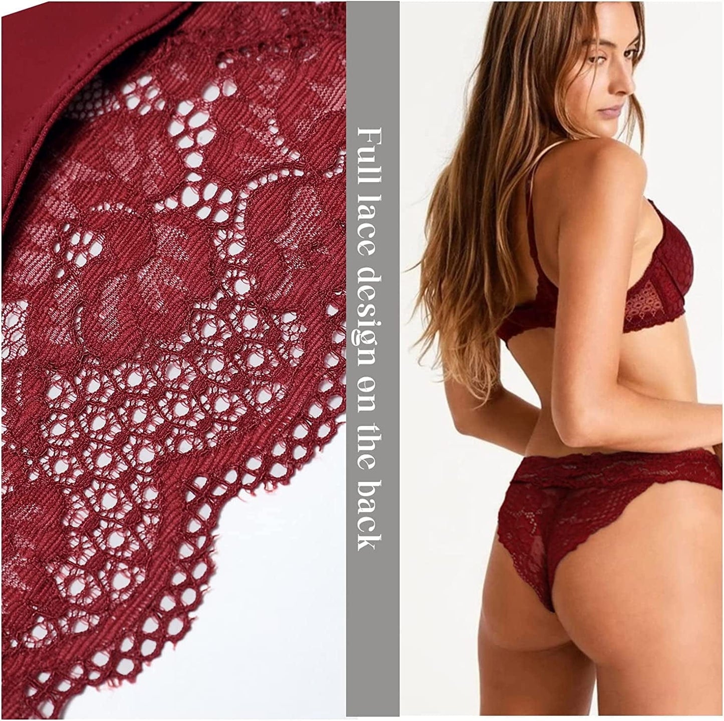 LEVAO Thongs for Women Lace Underwear Tangas Sexy Low Waist Panties Pack of 6