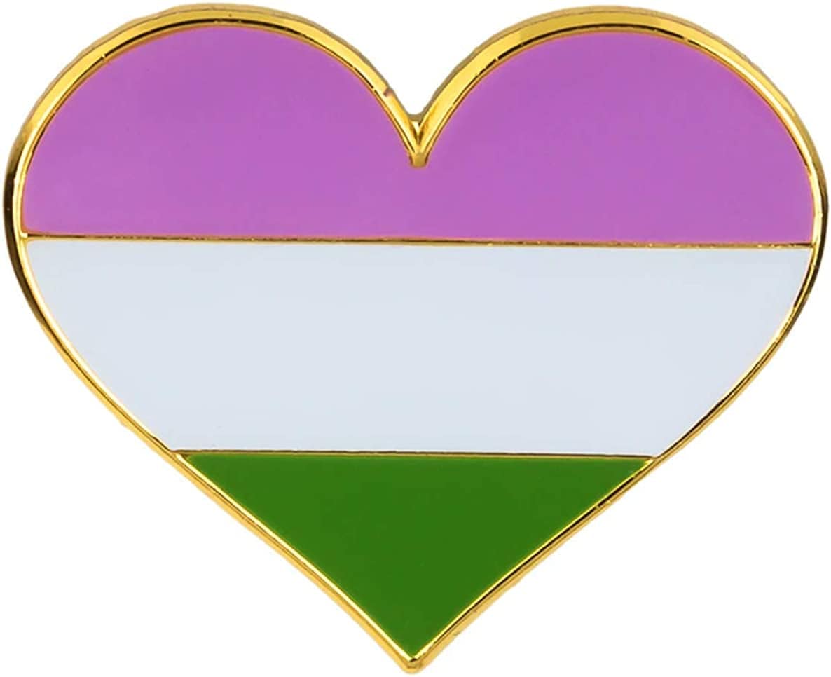 LGBTQ Flag Heart Lapel Pins (1") Hat Tie Tack Badge Pin Genderqueer