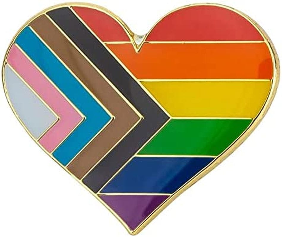 LGBTQ Flag Heart Lapel Pins (1") Hat Tie Tack Badge Pin Progress Pride