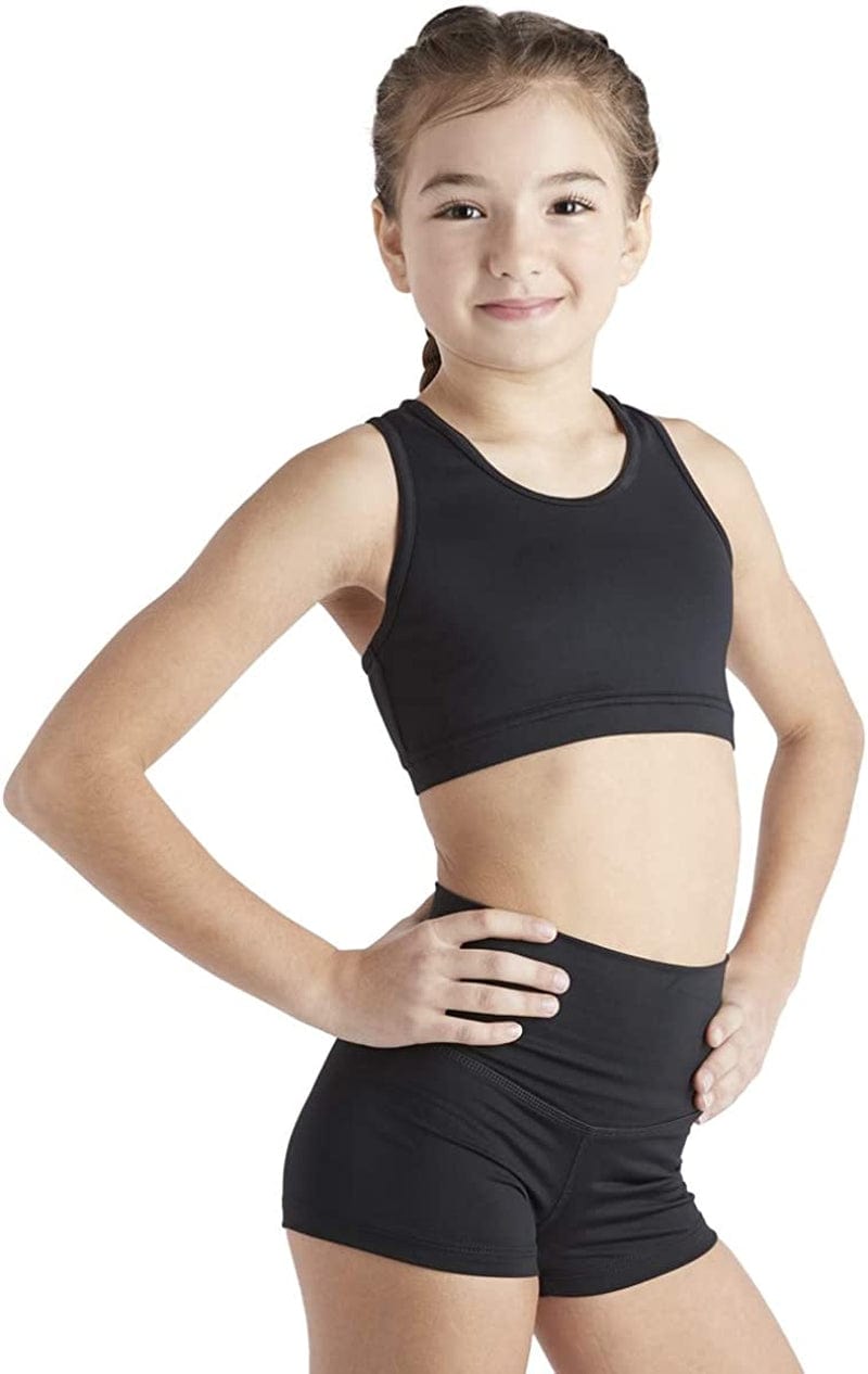 Liakada Girls Stylish & Supportive Basic Sports Bra with Integrated Bra Shelf Liner Dance, Gym, Yoga, Cheer! Black / Yout X-Large