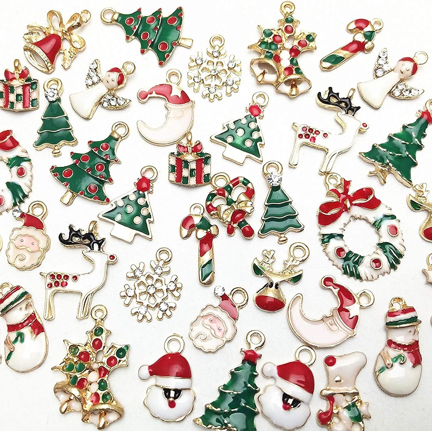 Libiline 38Pcs Christmas Pendant Charm for Necklace Bracelet Jewelry Making Clothes Sewing Bags Decoration Charm Diy Scrapbooking Supply(Christmas Styles)