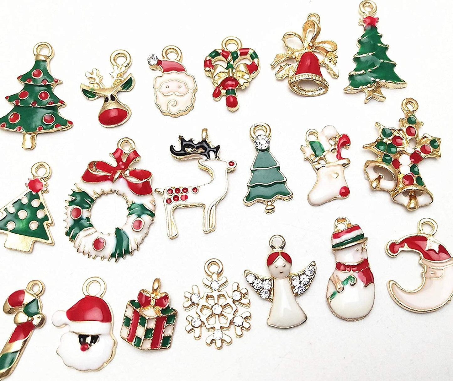 Libiline 38Pcs Christmas Pendant Charm for Necklace Bracelet Jewelry Making Clothes Sewing Bags Decoration Charm Diy Scrapbooking Supply(Christmas Styles)