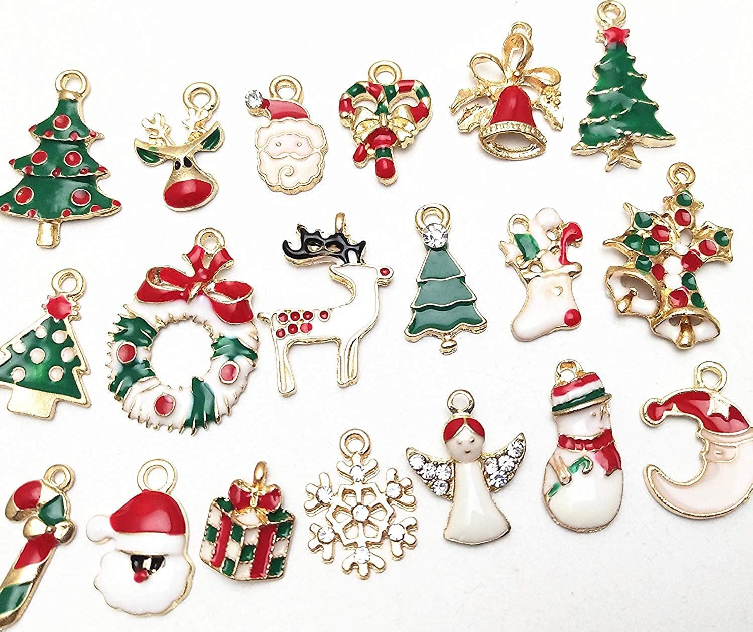 Libiline 38Pcs Christmas Pendant Charm for Necklace Bracelet Jewelry Making Clothes Sewing Bags Decoration Charm Diy Scrapbooking Supply(Christmas Styles)