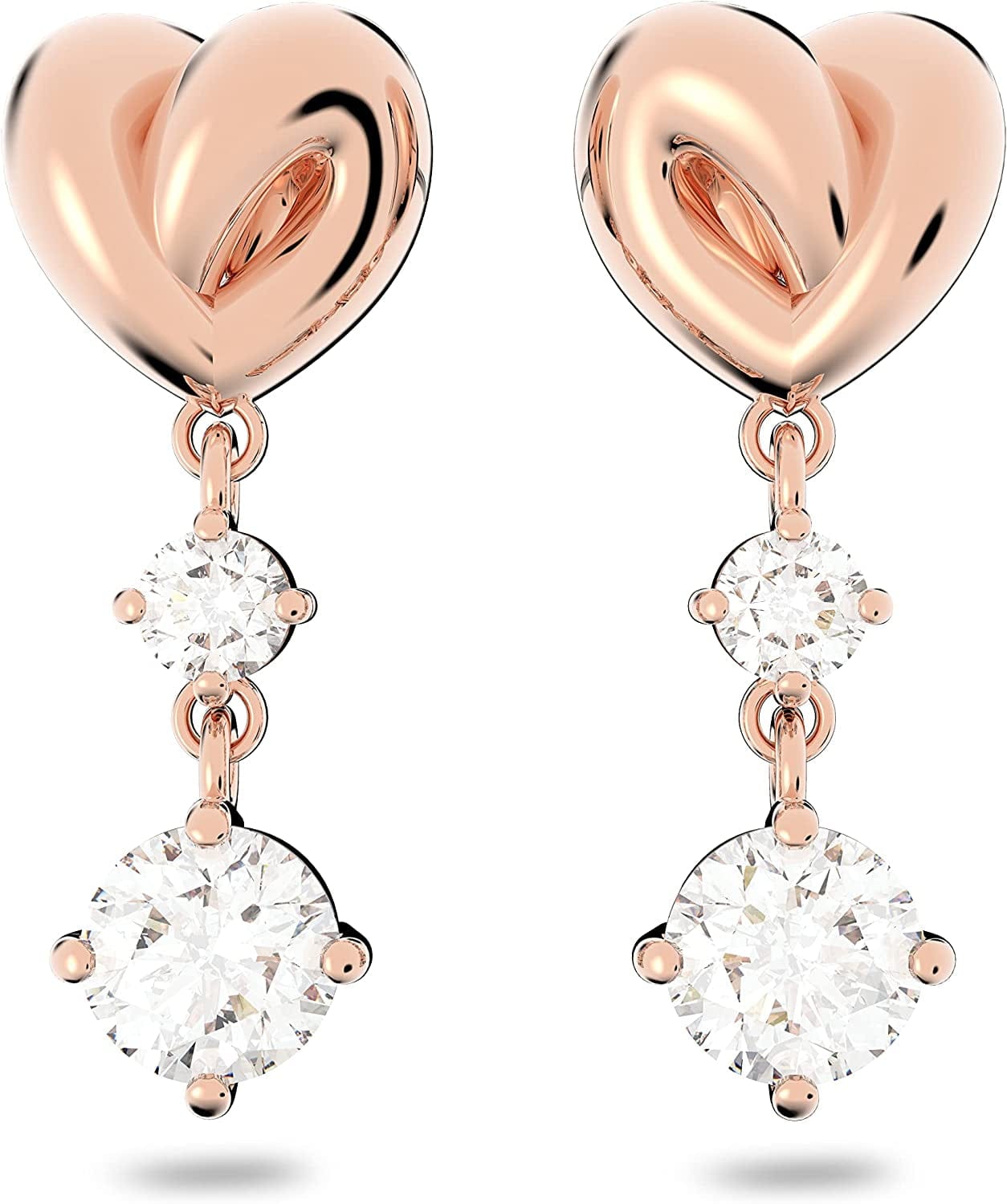 Lifelong Heart Crystal Jewelry Collection, Rose Gold & Rhodium Tone Finish Pierced Earrings