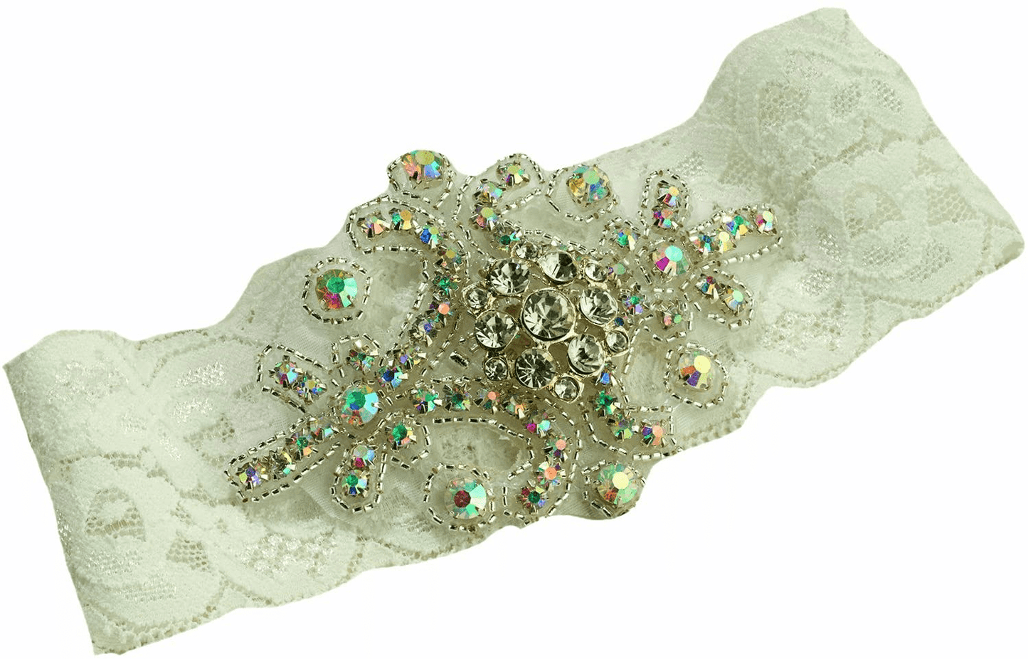 Lillian Rose Black Jeweled Lace Leg Garter Prom Wedding, 1 X 1 X 1 Inch Ivory