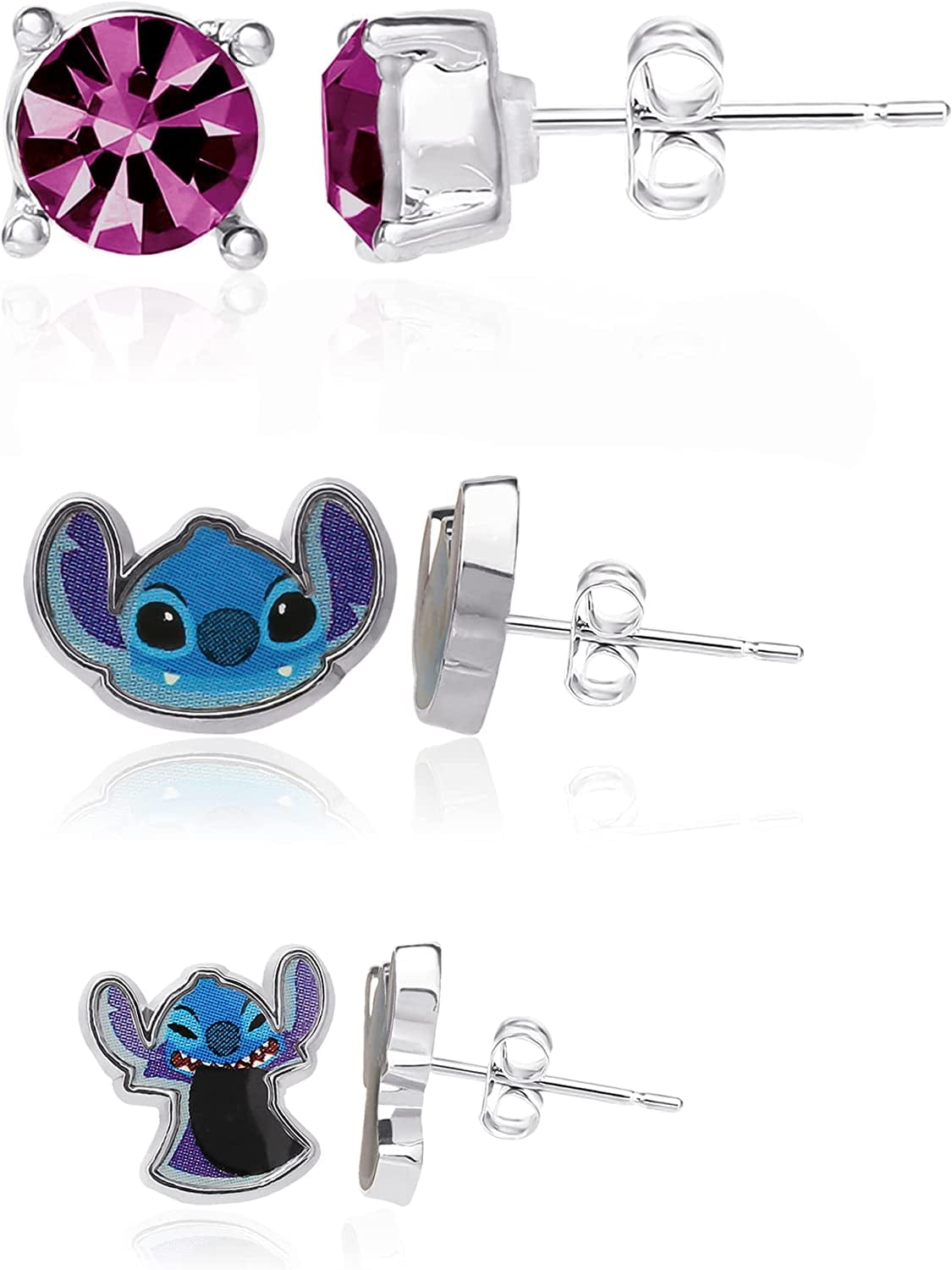 Lilo and Stitch Fashion Earring Set, 3 Pairs, Stud Earrings