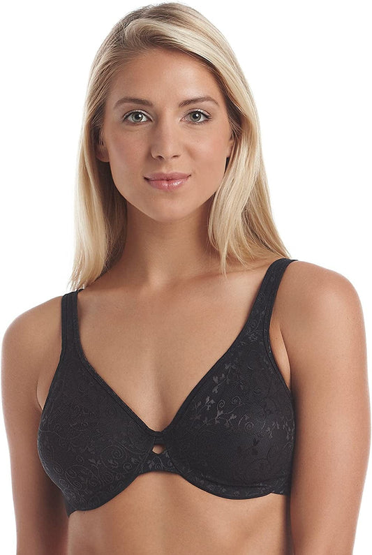 Lilyette by Bali Women'S Dream Plunge into Comfort Keyhole Minimizer, Black Jacquard, 38DDD