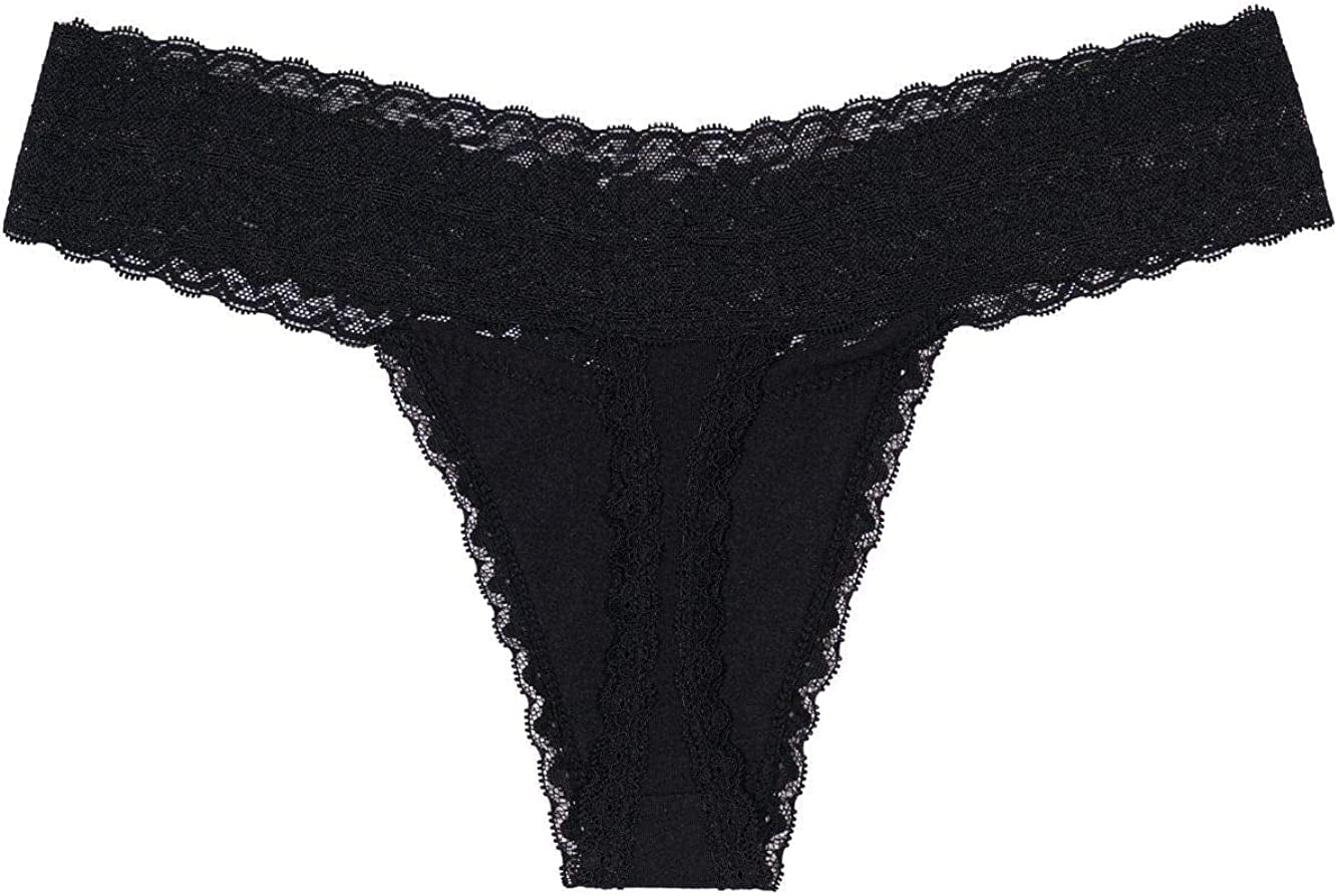 Liotxecd Womens Thongs,Lace Thong plus Size Panties Retro Cotton Low Rise Underwear Sexy Tangas (Colors May Vary)