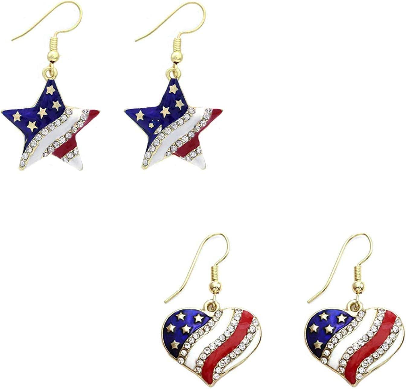 Llxieym 12 Pieces American Flag Charms Pendant Patriotic Enamel Charms Ornament Independence Day Pendant for 4Th of July Decoration and DIY Jewelry Making (Style 1 and 2)