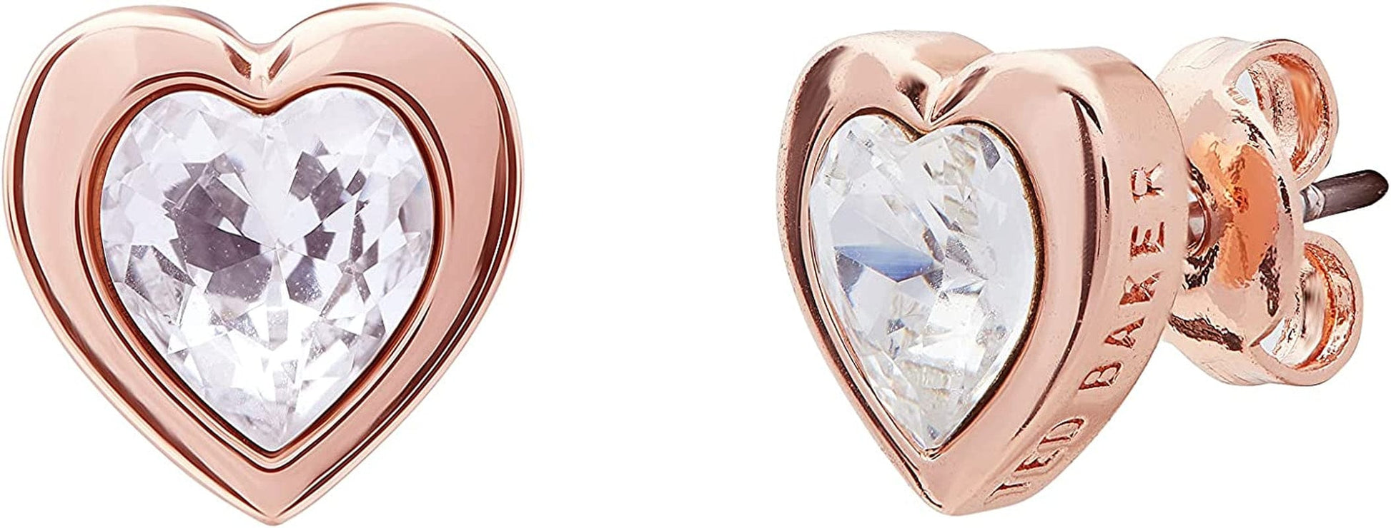 London Han Crystal Heart Stud Earrings for Women Rose Gold Tone
