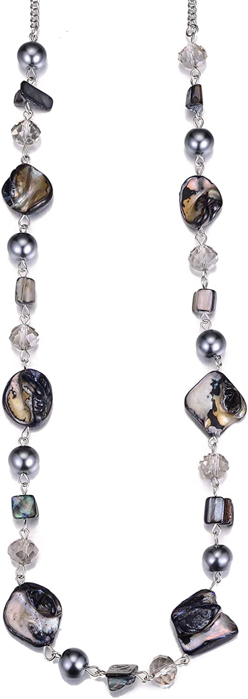 Long Beaded Necklaces for Women - Sweater Chain Fashion Jewelry Necklace Gifts for Women 35-Grey