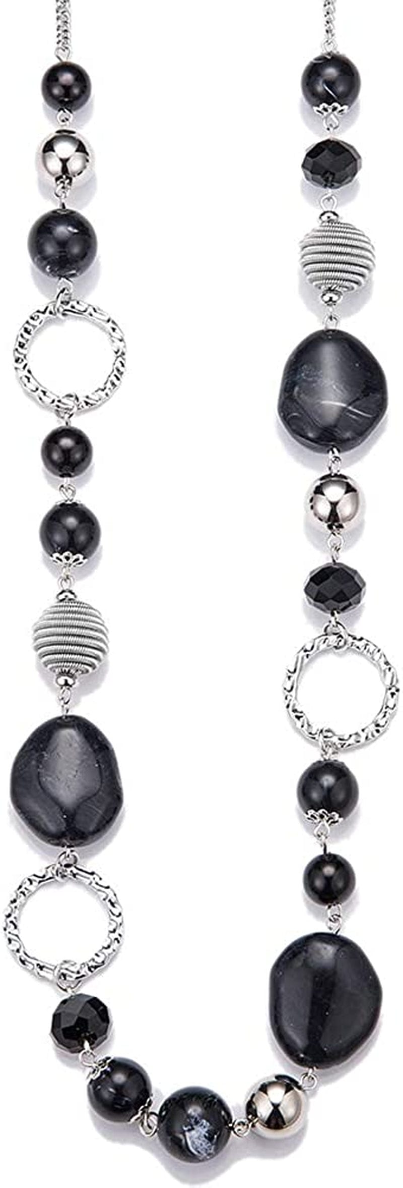 Long Beaded Necklaces for Women - Sweater Chain Fashion Jewelry Necklace Gifts for Women 23-Black