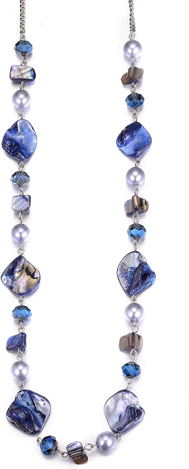 Long Beaded Necklaces for Women - Sweater Chain Fashion Jewelry Necklace Gifts for Women 35-Blue