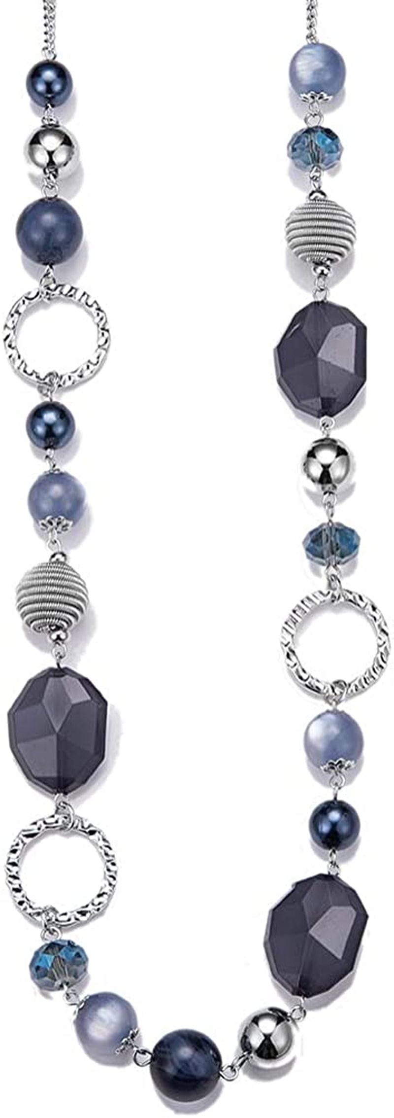 Long Beaded Necklaces for Women - Sweater Chain Fashion Jewelry Necklace Gifts for Women 23-Navy blue