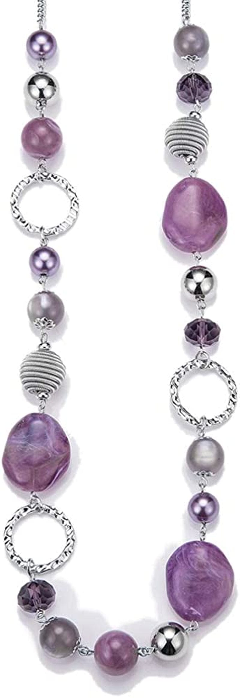 Long Beaded Necklaces for Women - Sweater Chain Fashion Jewelry Necklace Gifts for Women 23-Purple