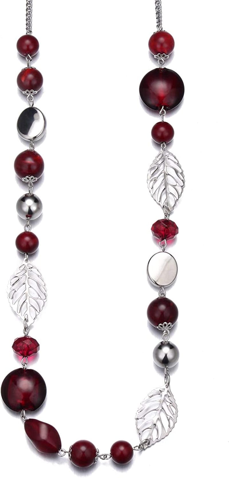 Long Beaded Necklaces for Women - Sweater Chain Fashion Jewelry Necklace Gifts for Women 24-Red