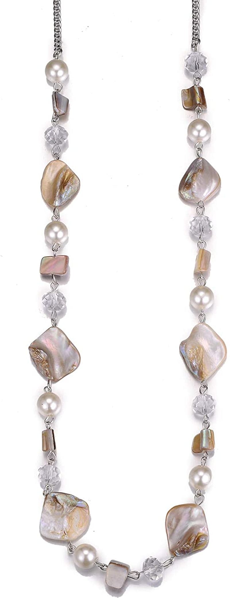 Long Beaded Necklaces for Women - Sweater Chain Fashion Jewelry Necklace Gifts for Women 35-White