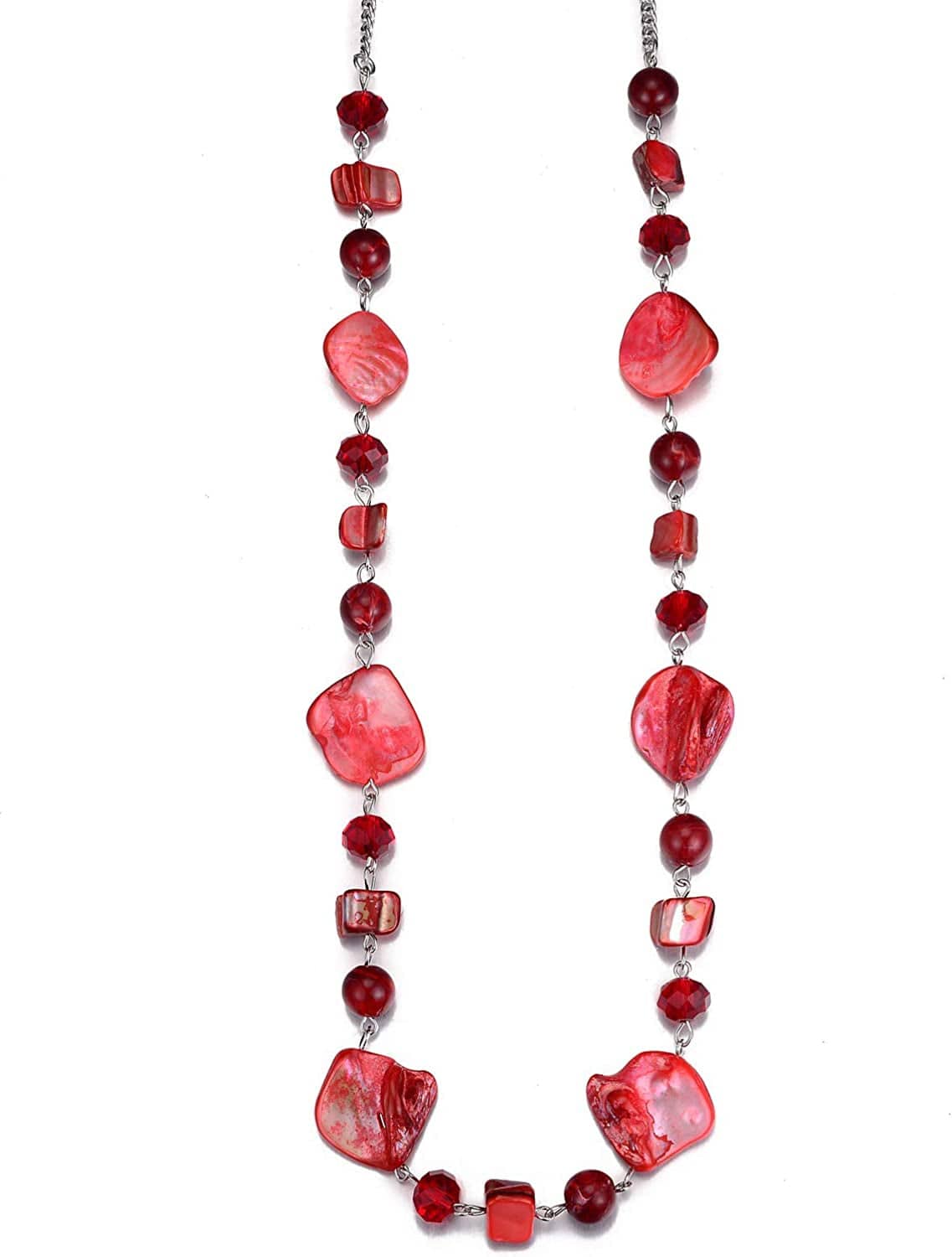 Long Beaded Necklaces for Women - Sweater Chain Fashion Jewelry Necklace Gifts for Women 35-Red