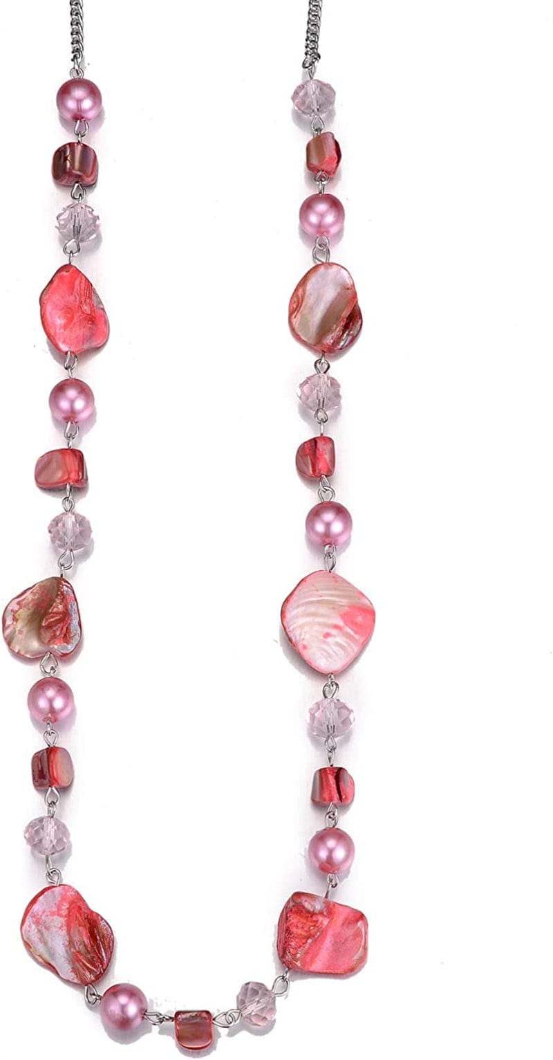 Long Beaded Necklaces for Women - Sweater Chain Fashion Jewelry Necklace Gifts for Women 35-Pink