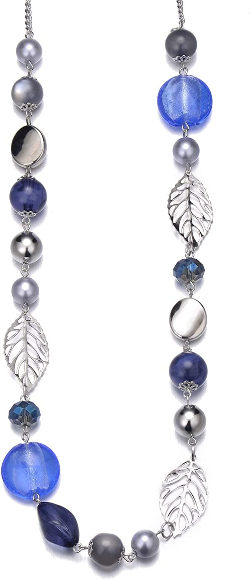 Long Beaded Necklaces for Women - Sweater Chain Fashion Jewelry Necklace Gifts for Women 24-Blue