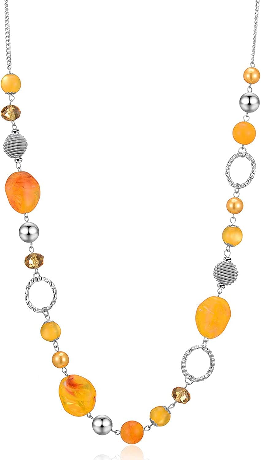 Long Beaded Necklaces for Women - Sweater Chain Fashion Jewelry Necklace Gifts for Women 23-Yellow