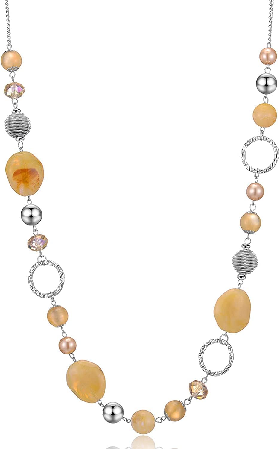 Long Beaded Necklaces for Women - Sweater Chain Fashion Jewelry Necklace Gifts for Women 23-Beige