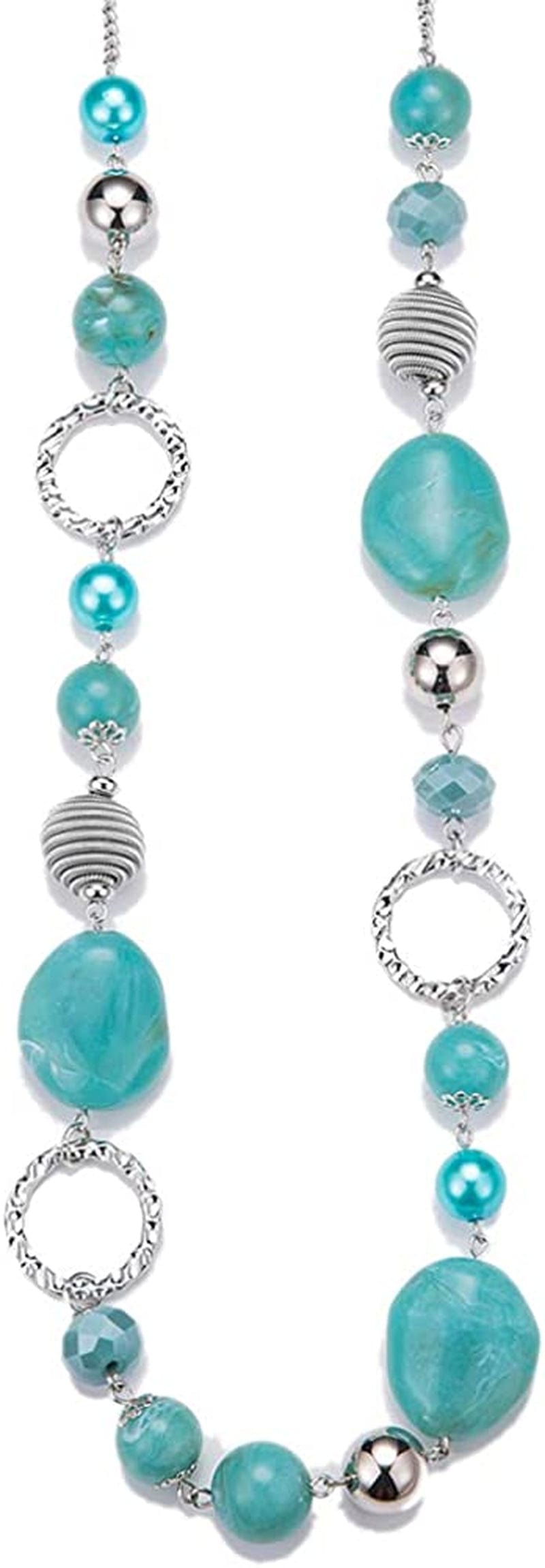 Long Beaded Necklaces for Women - Sweater Chain Fashion Jewelry Necklace Gifts for Women 23-Turquoise blue
