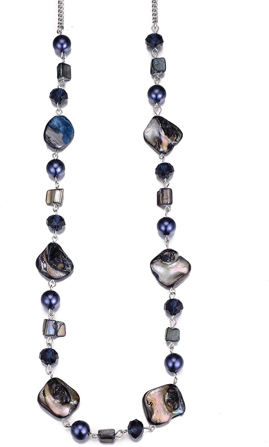 Long Beaded Necklaces for Women - Sweater Chain Fashion Jewelry Necklace Gifts for Women 35-Navy blue