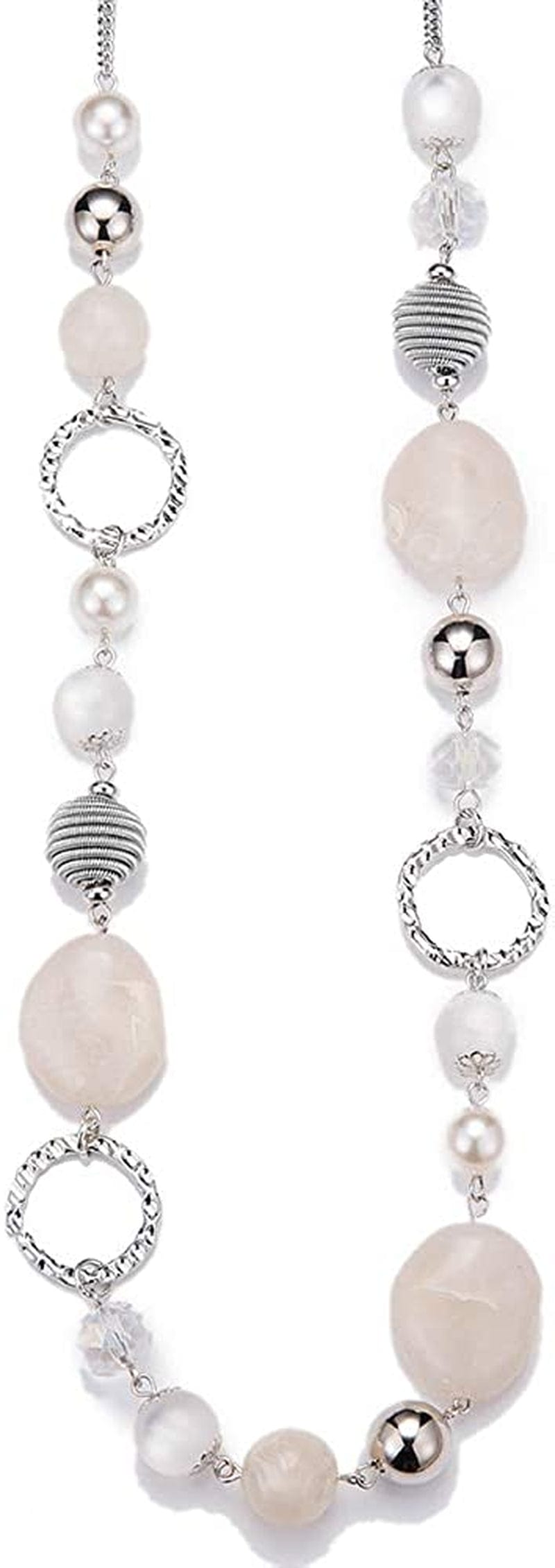 Long Beaded Necklaces for Women - Sweater Chain Fashion Jewelry Necklace Gifts for Women 23-White